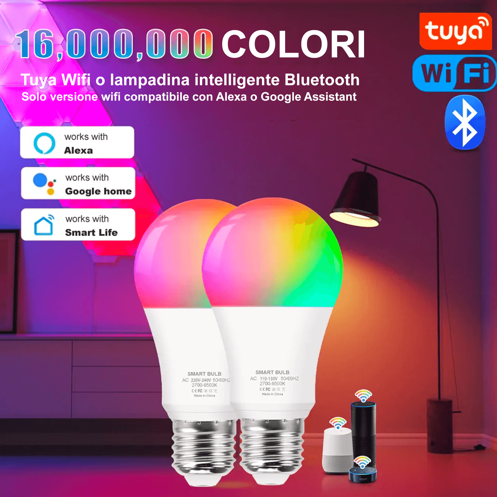 Lampadina Intelligente a Led Multicolore Tuya Wi-Fi - immagine 4