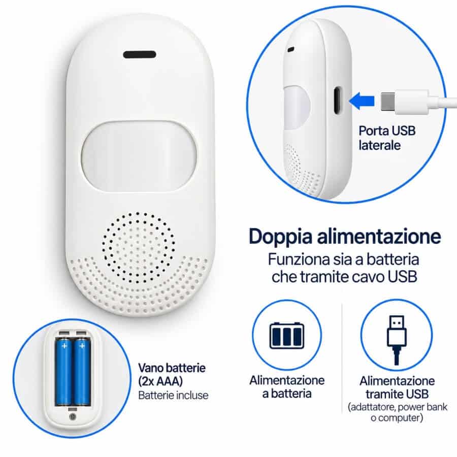 Rilevatore di Movimento Smart Wi-Fi con Batteria e Alimentazione USB - Sicurezza Totale - immagine 4