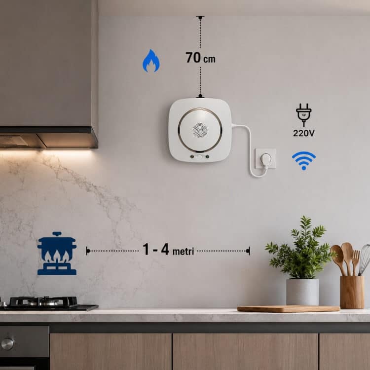 Sensore Wi-Fi Gas Metano e Gas Naturale - Allarme Sicurezza Domestica con Notifica Mobile