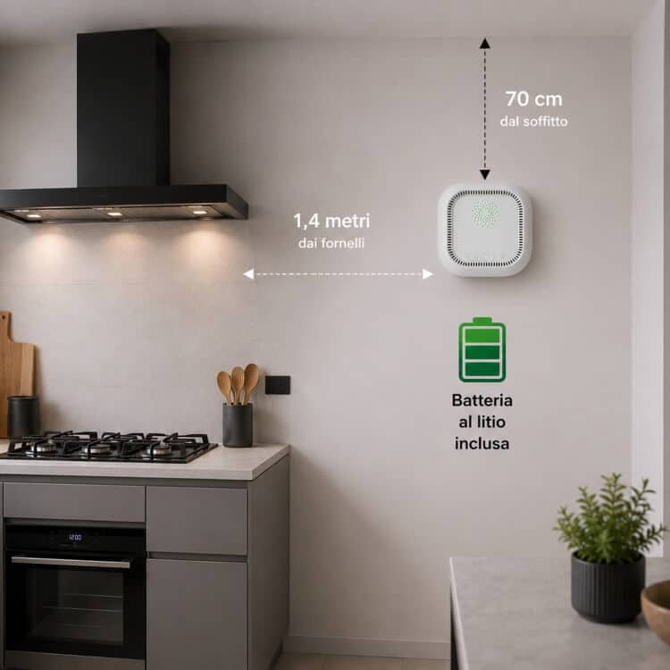 rilevatore gas metano batteria a litio hotel e B&B