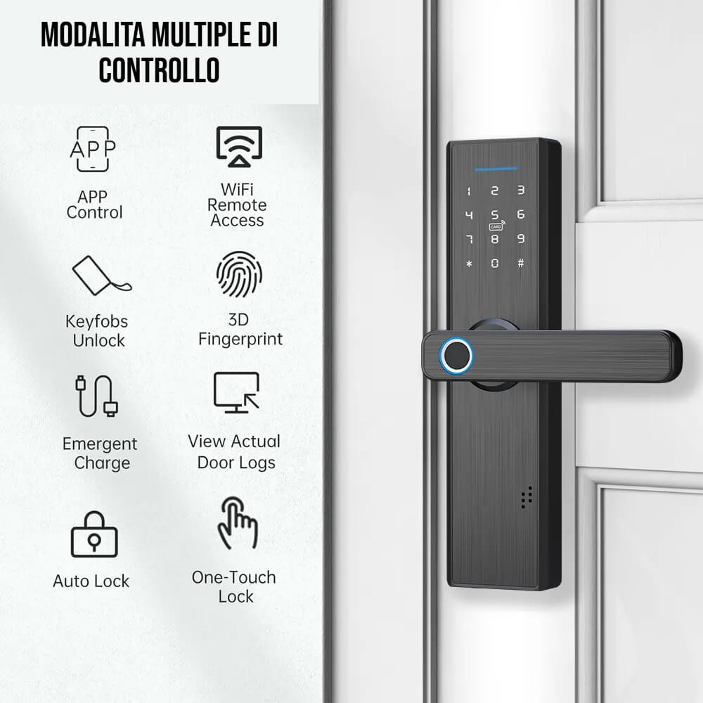 Serratura Intelligente Wi-Fi con Codice e Impronta – Compatibile con Porte Standard - immagine 6