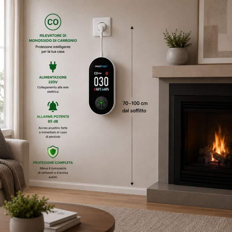 Rilevatore Plug-in 3 in 1 Digitale – Monossido di Carbonio per Casa e B&B