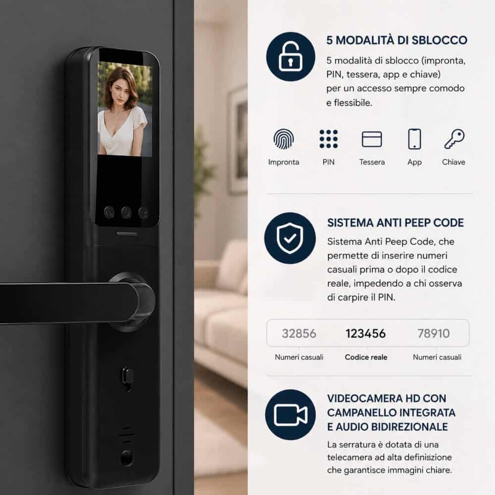 Serratura-Smart-con-Videocamera-Wi-Fi-–-5-Modalita-di-Sblocco-e-Anti-Peep-Code