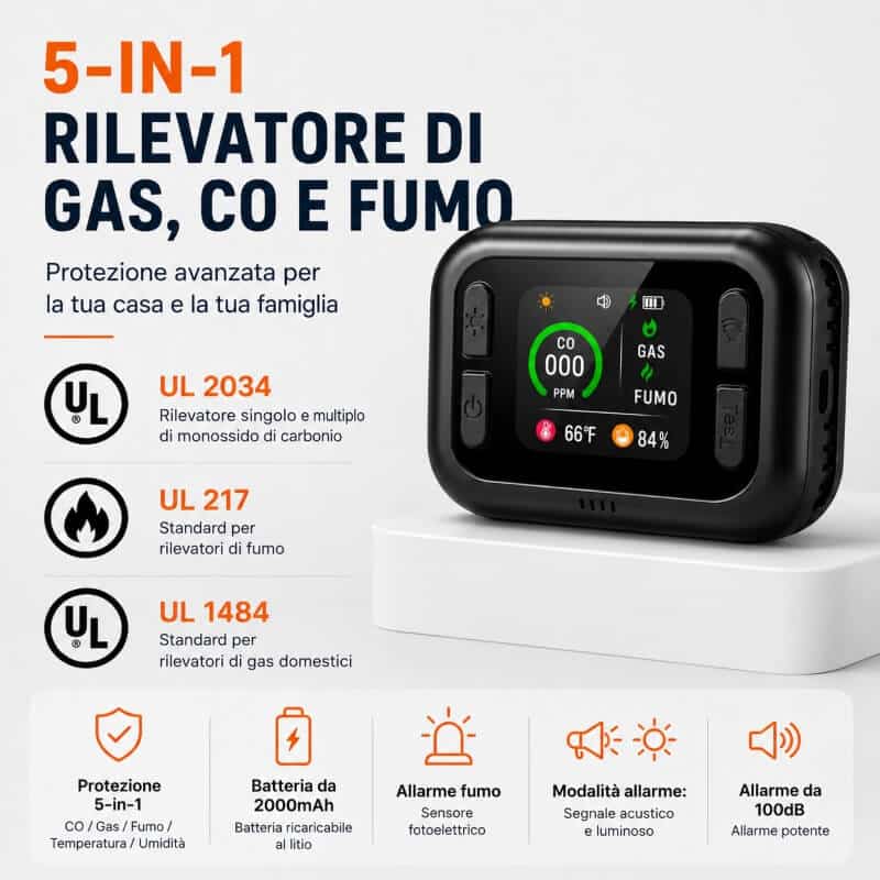 Rilevatore-5-in-1-Gas-monossido-fumo-temperatura-e-umidita-a-batteria-ricaricabile.